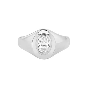 FJ0796 925 Sterling Silver Cubic Zirconia Signet Ring