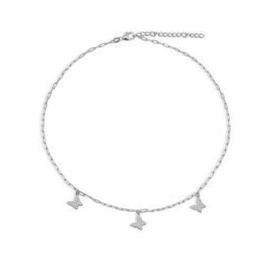 FX0431 925 Sterling Silver Butterfly Link Collar Necklace