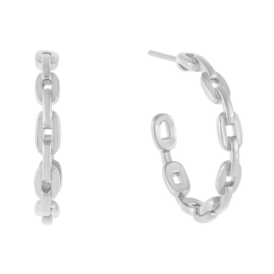FE0543 925 Sterling Silver Chain Hoop Earrings