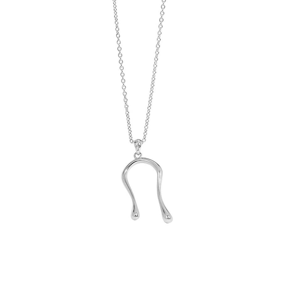 RHX1025 925 Sterling Silver U Shape Pendant Necklace