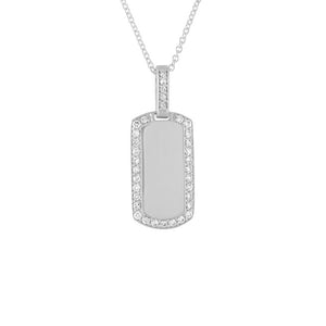 FX0629 925 Sterling Silver Cubic Zircon Blank Pendant Necklace