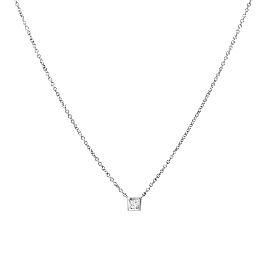 FX0515 925 Sterling Silver Square Cubic Zircon Necklace