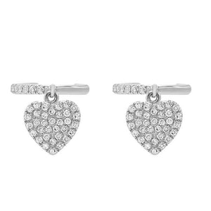 FE0515 925 Sterling Silver Heart Dangle Earrings Cuff