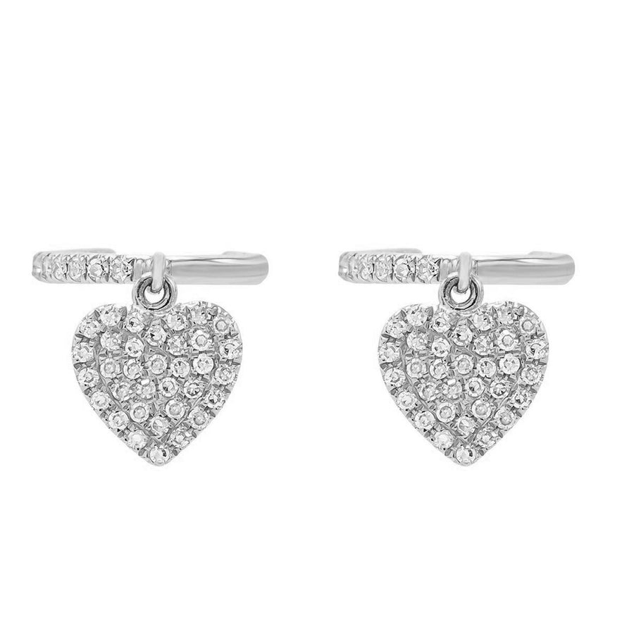 FE0515 925 Sterling Silver Heart Dangle Earrings Cuff