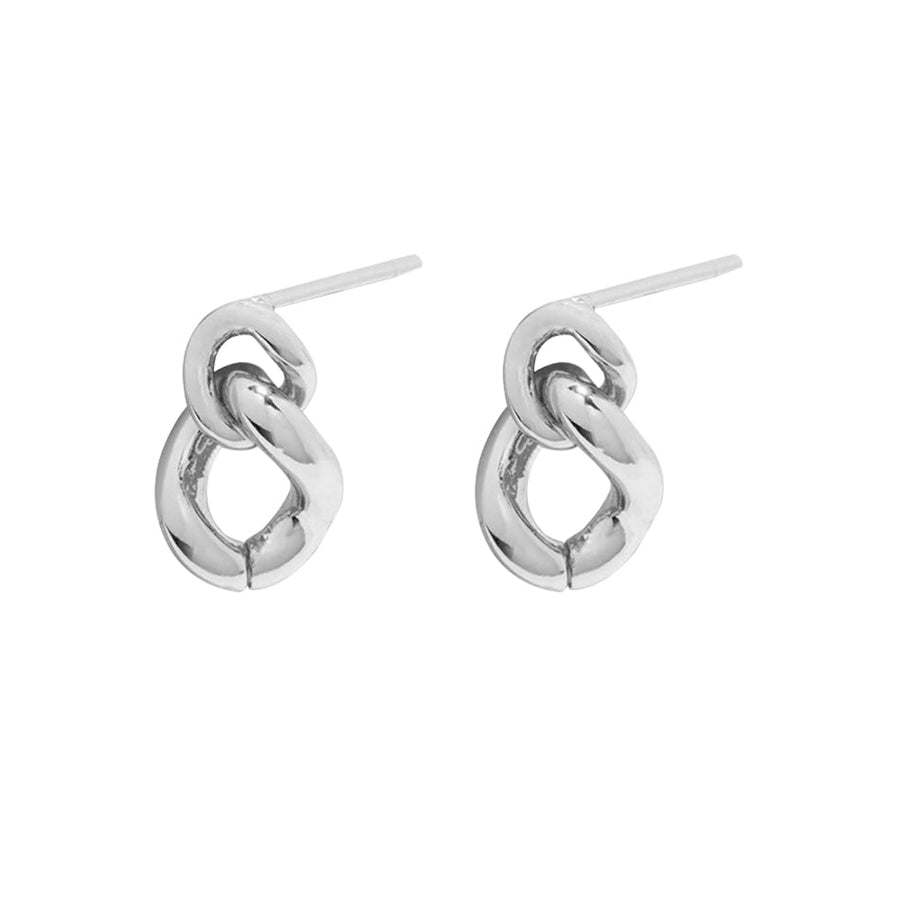 FE1843 925 Sterling Silver Link Interlocking  Stud Earrings