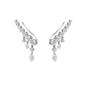 FE1547 925 Sterling Silver CZ Curved Special Earrings