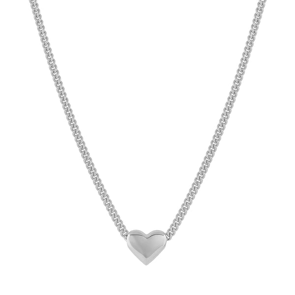 FX0913 925 Sterling Silver Dainty Puffy Heart Necklaces