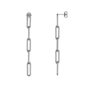 FE0925 925 Sterling Silver Muse Paper Clip Chain Earrings