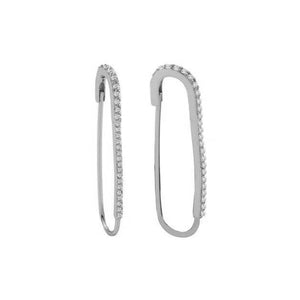 FE1101 925 Sterling Silver Safety Pin Hoop Earrings