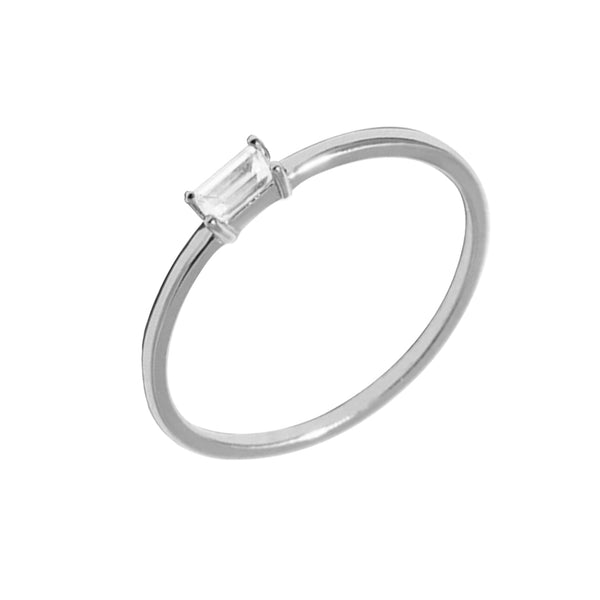 FJ0480 925 Sterling Silver Square Cubic Zircon Ring