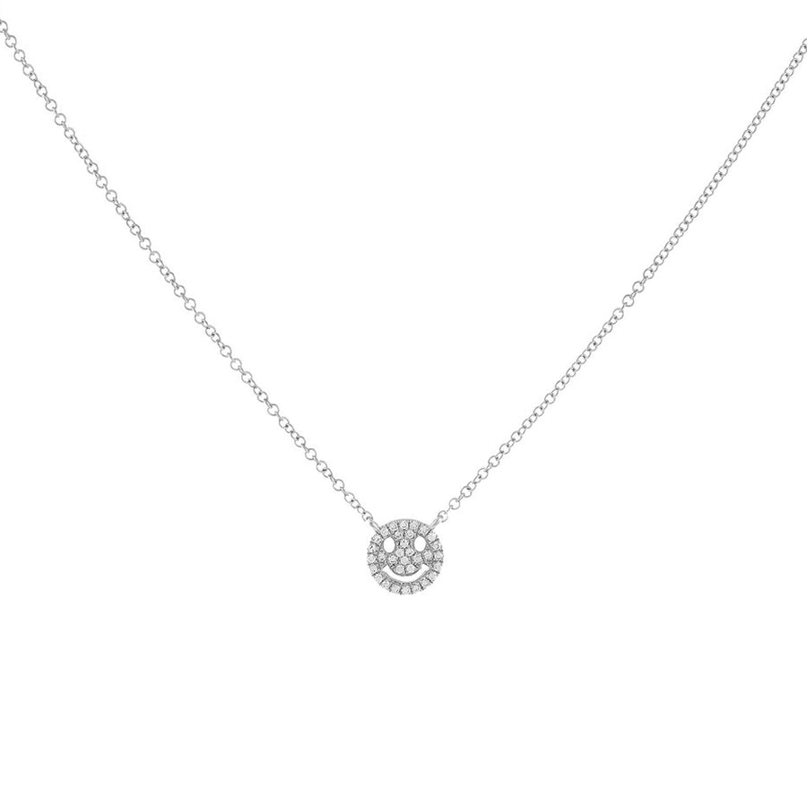 FX0709 925 Sterling Silver Cubic Zirconia Smiley Face Necklace