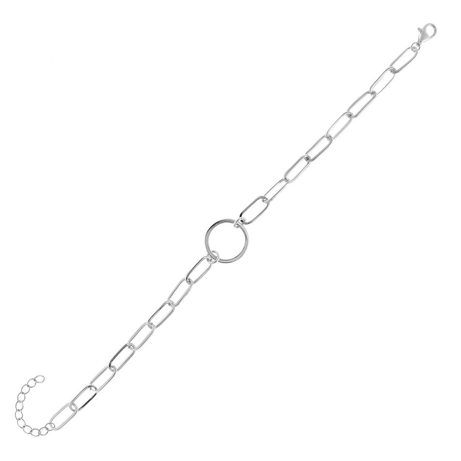 FS0074 925 Sterling Silver Circle Chain Bracelet