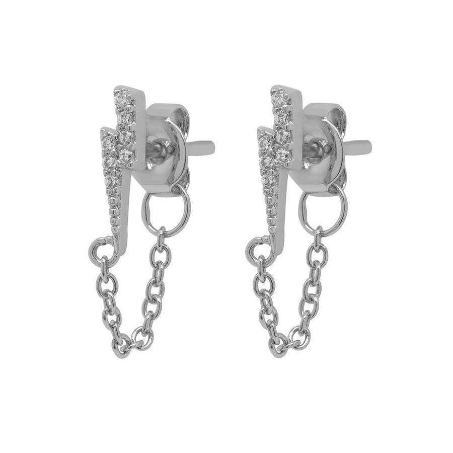 FE1333 925 Sterling Silver lightning Chain Stud Earrings