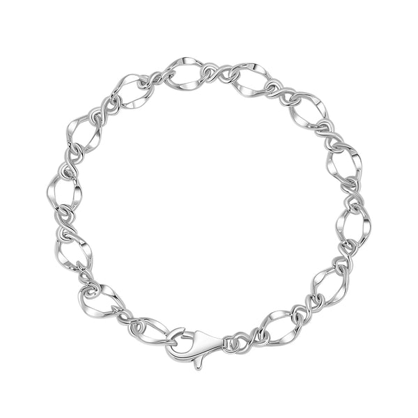 FS0297 925 Sterling Silver Large Figure Eight Link Bracelet