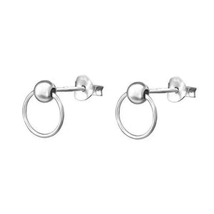 FE0145 925 Sterling Silver hanging circle stud earrings