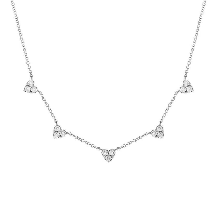 FX0716 925 Sterling Silver Five Cubic Zirconia Heart Necklace