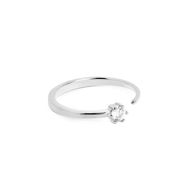 FJ0345 925 Sterling Silver Single Zircon Opening Ring