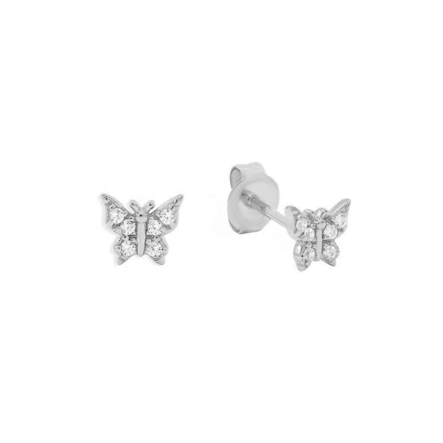 FE1731 925 Sterling Silver Cubic Zirconia Butterfly Stud Earring