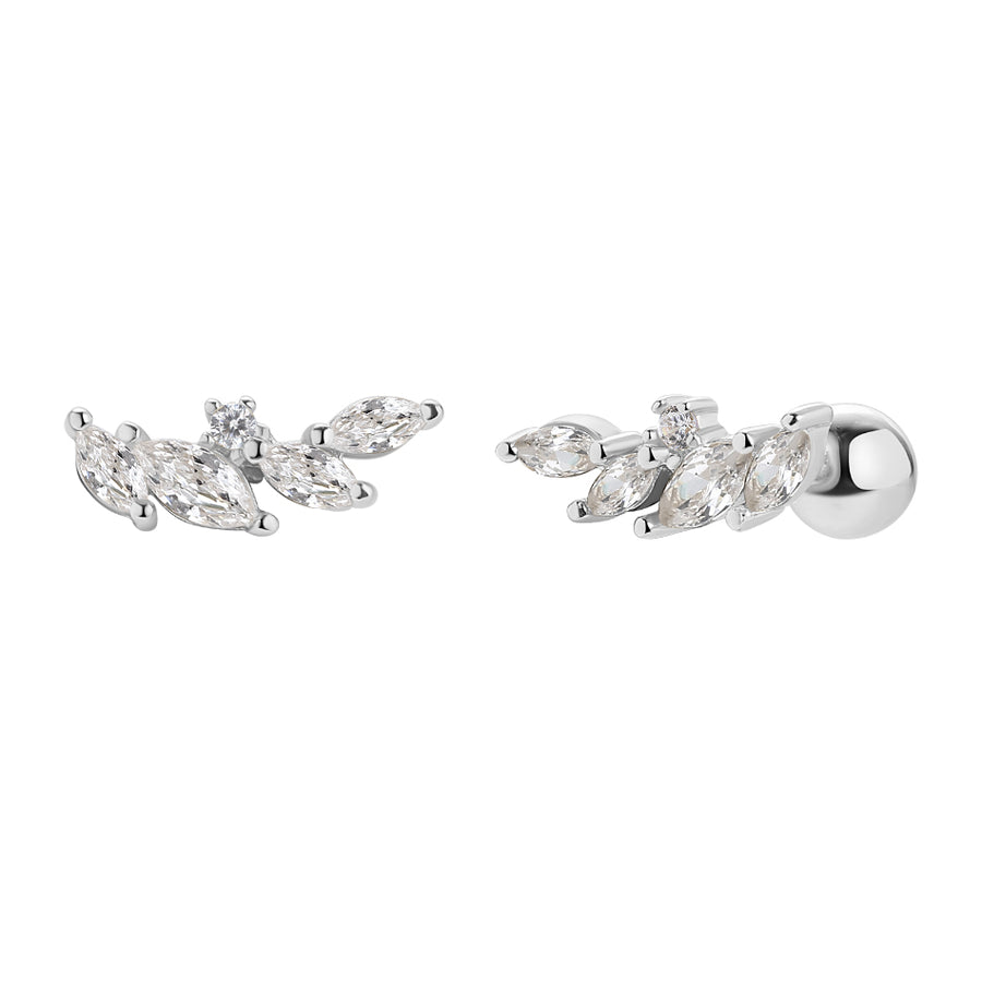 FE0233 925 Sterling Silver CZ Barbell Earrings