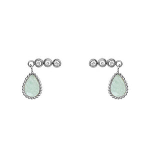 FE1683 925 Sterling Silver Teardrop Triple CZ Bar Stud Earrings