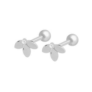 FE1161 925 Sterling Silver Botanist Barbell Stud Earrings
