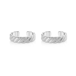 FE1256 925 Sterling Silver Thin Braid Cuff Earrings