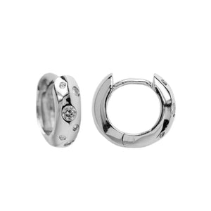 FE1430 925 Sterling Silver Cubic Zirconia Thick Huggie Earring