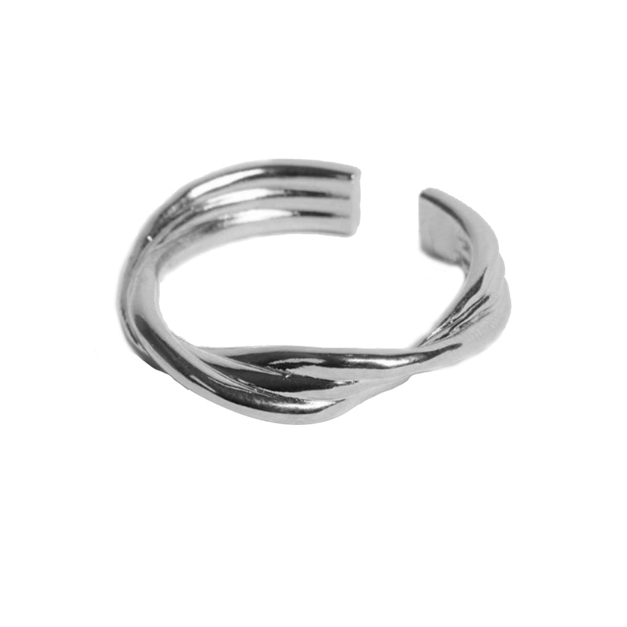FJ0606 925 Sterling Silver Twist Rope Open Ring