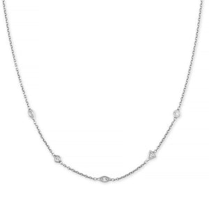 FX0559 925 Sterling Silver Diamond Spaced Choker Necklace