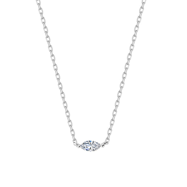 FX0856 925 Sterling Silver Marquise Cubic Zirconia Necklace