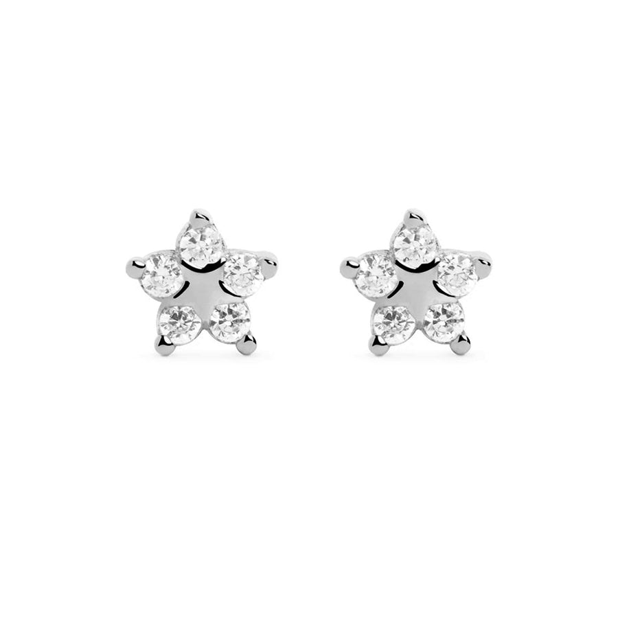 FE1302 925 Sterling Silver Cubic Zircon Star Spark Gold Stud Earring
