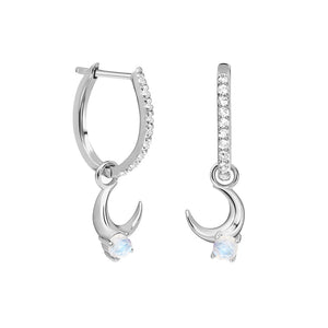 FE1808 925 Sterling Silver Moonlight Hoops Moonstone Earrings