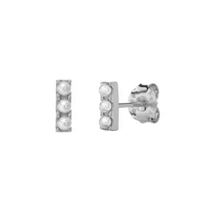 FE1095 925 Sterling Silver Pearl Bar Stud Earrings