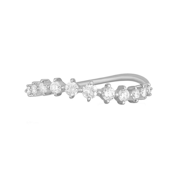 FJ0708 925 Sterling Silver Cubic Zirconia Curved Ring