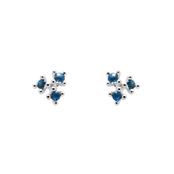 FE1194 925 Sterling Silver Triple Zircon Stud Earrings