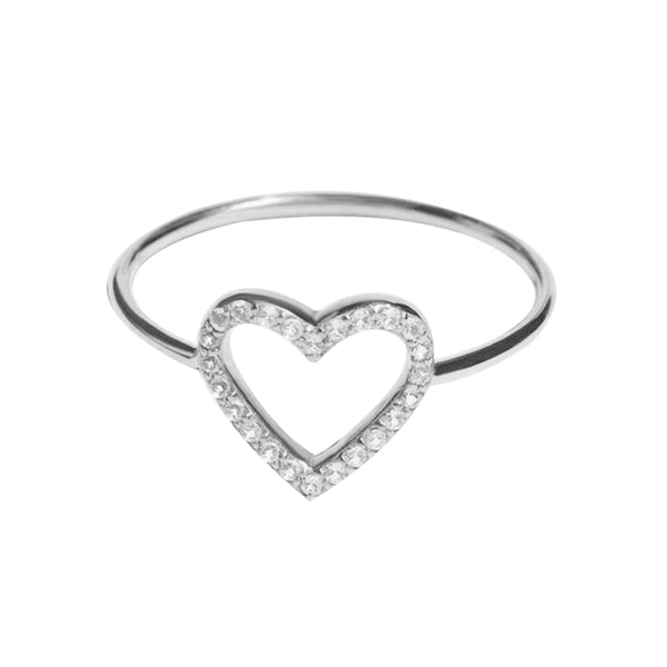 FJ0663 925 Sterling Silver Heart Wide Open Ring