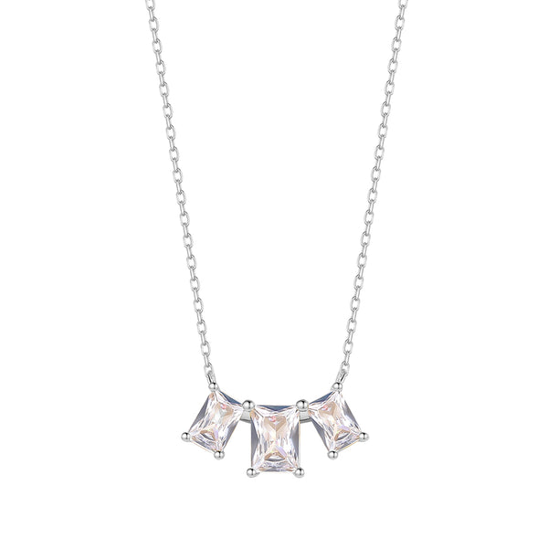 FX0852 925 Sterling Silver Tennis Tiro Cubic Zirconia Necklace