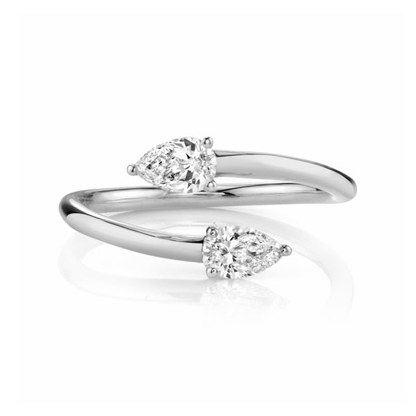 FJ0388 925 Sterling Silver Pear Zircon Claw Ring