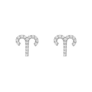 FE0851 925 Sterling Silver Zircon Zodiac Stud Earrings