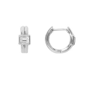 FE1341 925 Sterling Silver Square Cubic Zircon Hoop Earrings
