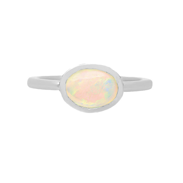 FJ0616 925 Sterling Silver Oval Opal Ring