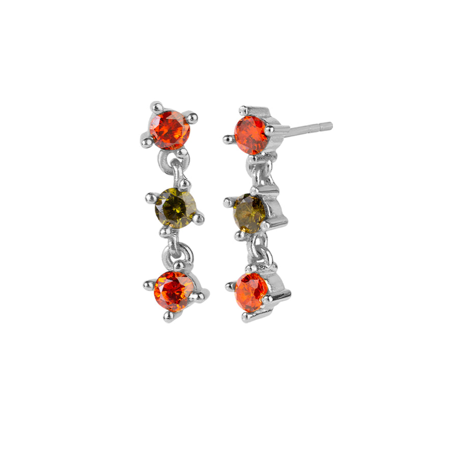 FE1663 925 Sterling Silver Red Gemstone Stud Earring