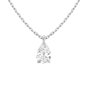 FX0706 925 Sterling Silver Claw Setting Cubic Zirconia Teardrop Necklace
