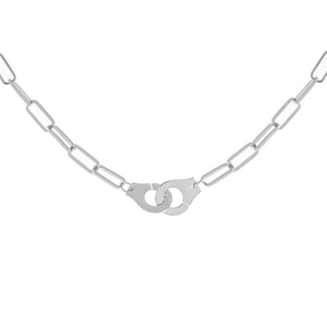FX0216 925 Sterling Silver Handcuffs Chain Necklace