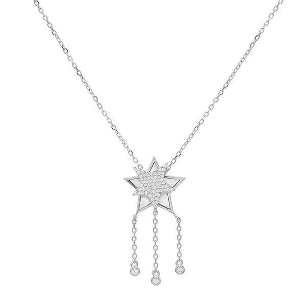 FX0233 925 Sterling Silver Star Tassel  Necklace