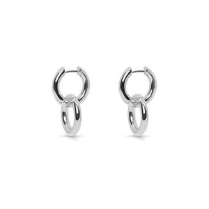FE1176 925 Sterling Silver Double Drop Hoop Earrings