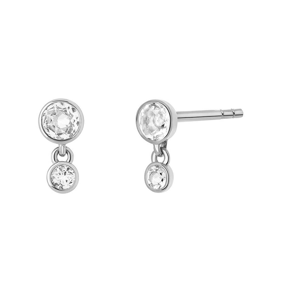 FE0290 925 Sterling Silver Double Circle Crystal Stud Earrings