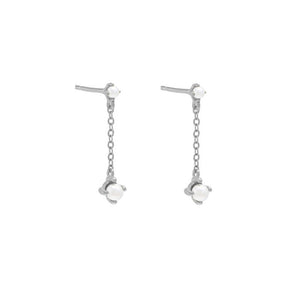 PE0011 925 Sterling Silver Freshwater Pearl Chain Stud Earrings