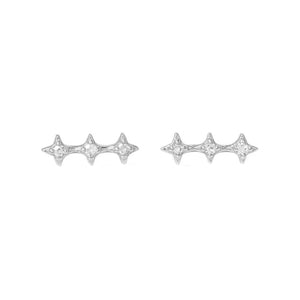 FE1847 925 Sterling Silver Trio Star Stud Earring