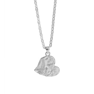 RHX1021 925 Sterling Silver Texture Heart Pendant Necklace